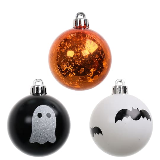 5 Pack 57mm Black, Orange & White Halloween Ornaments by Ashland®